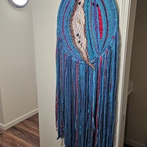 Handmade Blue Macrame Fringe Skirt